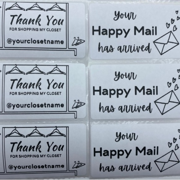 500 Personalized Custom Thermal Stickers Happy Mail Sellers Merch - Picture 1 of 2